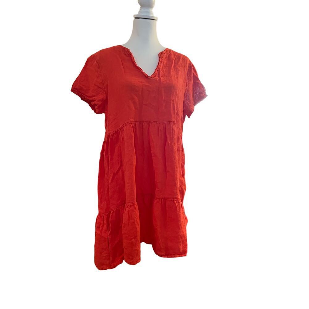 FRANCESCA BETTINI babydoll 100% LINEN DRESS SIZE LARGE